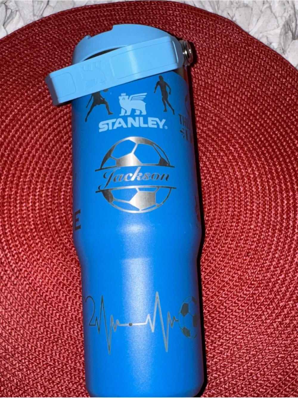 Stanley Bright Blue Stainless Soccer Tumbler with Silver Accents - Picture 2 of 8